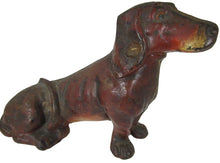 Load image into Gallery viewer, DACHSCHUND Antique Sitting Dog Doorstop Big Weiner Rare Decorative Art Statue