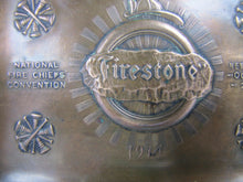 Load image into Gallery viewer, 1914 FIRESTONE NATIONAL FIRE CHIEFS NEW ORLEANS Convention Antique Ad Tray W&H