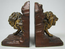 Load image into Gallery viewer, 1920s LION IN CAVE Bookends JUDD Co Figural Cast Iron Decorative Art Book Ends