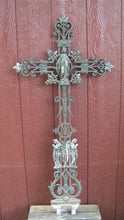 Load image into Gallery viewer, Cross Crucifix Antique Cast Iron Marker Architectural Decorative Art Mary Angels