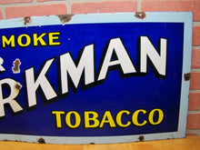 Load image into Gallery viewer, SMOKE MASTER WORKMAN TOBACCO Antique Porcelain Sign 1900s RHTF Cigar Pipe