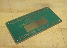 Load image into Gallery viewer, 1941 CHICAGO HAY STRAW GRAIN FEED Brass Sign Plate License Nameplate Tag WW2 era
