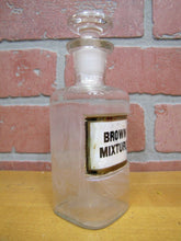 Load image into Gallery viewer, BROWN MIXTURE Antique Reverse Glass Label Bottle Apothecary Drug Store Medicine