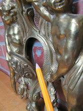 Load image into Gallery viewer, Antique Brass Cherubs Plaque Hardware Center Open Pool Cue Ball Return Peep Hole
