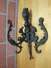 Load image into Gallery viewer, Antique 19c Bronze Flame Finial Ornate Hanger Hooks Decorative Arts Hardware