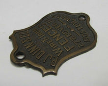 Load image into Gallery viewer, PJ DINN & Co WIRE & IRON FENCES BOSTON MASS Antique Bronze Brass Nameplate Sign