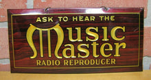 Load image into Gallery viewer, MUSIC MASTER RADIO REPRODUCER Original Old Ad Sign Whitehead Hoag Newark NJ