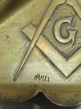 Load image into Gallery viewer, Masonic Freemasons signed Hamel Cherbourg Antique Brass Copper Advertising Tray