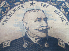 Load image into Gallery viewer, REMEMBER THE MAINE ADMIRAL DEWEY Old Tapestry Artwork Textile Decorative Arts