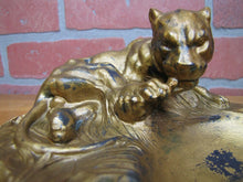 Load image into Gallery viewer, LEOPARD Art Deco Tray Decorative Art Figural Cast Metal Big Cat Tiger Tip Card
