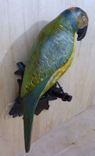 Load image into Gallery viewer, Folk Art Parrot Wooden Carved Decorative Art Bird Perched Mounted on Plaque