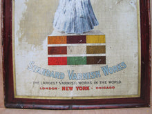 Load image into Gallery viewer, LACQUERET STANDARD VARNISH WORKS Antique Self Framed Tin Sign CHAS SHONK CHICAGO