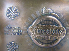 Load image into Gallery viewer, 1914 FIRESTONE NATIONAL FIRE CHIEFS NEW ORLEANS Convention Antique Ad Tray W&H