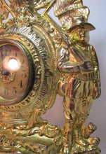 Load image into Gallery viewer, ARMY NAVY AMERICAN EAGLE Antique early 1900s Figural Cast Iron Brass Wash Clock