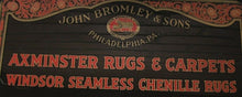 Load image into Gallery viewer, JOHN BROMLEY & SONS PHILADELPHIA RUGS & CARPETS Antique Reverse on Glass Sign