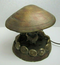 Load image into Gallery viewer, Folk Art Gnome Elf Troll w Swan Asbury Park New Jersey Old Souvenir Shell Lamp