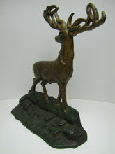 Load image into Gallery viewer, ELK STANDING ON ROCKS Antique Cast Iron Wildlife Doorstop Decorative Arts Statue