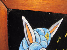 Load image into Gallery viewer, BUGS BUNNY SWAMI Flute Vintage Oil on Velvet Painting wood framed artwork
