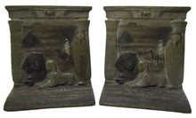 Load image into Gallery viewer, EGYPTIAN REVIVAL MUMMY TOMB SPHYNX MAN CAMELBACK PYRAMID Antique JUDD Bookends