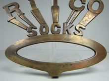 Load image into Gallery viewer, RITCO SOCKS Old Bronze Clothing Department General Store Display Sign Brass Wash