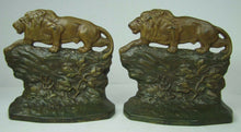 Load image into Gallery viewer, CROUCHING LION Connecticut Foundry c1930 Bookends Decorative Art Statues