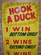 Load image into Gallery viewer, HOOK A DUCK Double Sided Amusement Park Carnival Boardwalk Wood Sign 1 2 3 WINS