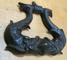 Load image into Gallery viewer, Koi Dauphin Devil Fish Antique Bronze Door Knocker Pull Ornate Hardware Element