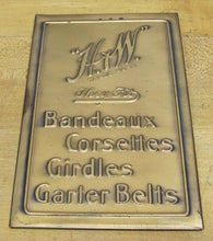 Load image into Gallery viewer, H&W BANDEAUX CORSETTES GIRDLES GARTER BELTS Antique Ad Sign W&H Newark NJ