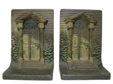 Load image into Gallery viewer, BRADLEY HUBBARD B&H COLONIAL DOOR Antique Bookends Cast Iron Old Paint Ornate