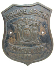 Load image into Gallery viewer, POLICE ASSN SUFFOLK Co NY Old Bronze Plaque Sign retired ornate badge