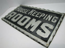 Load image into Gallery viewer, HOUSE-KEEPING ROOMS Antique Chip Glass Scalloped Edge Foil Mirror Servents Sign