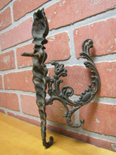 Load image into Gallery viewer, Antique 19c Bronze Flame Finial Ornate Hanger Hooks Decorative Arts Hardware