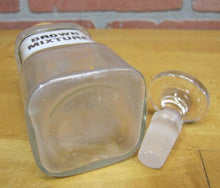 Load image into Gallery viewer, BROWN MIXTURE Antique Reverse Glass Label Bottle Apothecary Drug Store Medicine