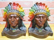 Load image into Gallery viewer, NATIVE AMERICAN INDIAN SITTING BULL Antique Bookends Exquisite Detail Paint