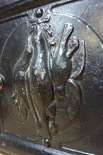 Load image into Gallery viewer, DEAD GAME BIRDS Antique Cast Iron Stove Front Plaque Door RH Decorative Art Sign