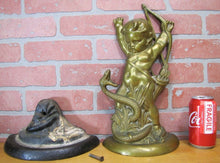Load image into Gallery viewer, 19c PUTTI CHERUB FIGHTING SERPENT SNAKE Bronze Decorative Arts Doorstop Statue