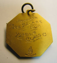 Load image into Gallery viewer, 1928 BROOKLYN ICE PALACE GF Gold Filled Skating Race Medal NY DIEGES CLUST