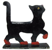 Load image into Gallery viewer, 1920s Folk Art Cast Iron Cat Boot Scraper Kitty Kat Decorative Statue Doorstop