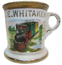 Load image into Gallery viewer, TRAIN CONDUCTOR Antique Occupational Shaving Mug JE Whitaker Aug KERN St LOUIS