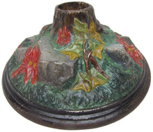 Load image into Gallery viewer, CHRISTMAS TREE Stand Poinsettia Rocks Roots Antique Cast Iron HIgh Relief Unique