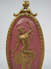 Load image into Gallery viewer, Art Nouveau Finial Nude Topless Dancing Beautiful Nymph Brass Gold Pink