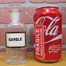 Load image into Gallery viewer, GARGLE Antique Reverse Label Behind Glass Apothecary Bottle Drug Store Pharmacy