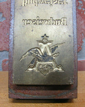 Load image into Gallery viewer, BUDWEISER ANHEUSER BUSCH FINE DRAUGHT BEER Industrial Brass Tool Die Stamp Mold