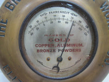 Load image into Gallery viewer, THE BRONZE POWDER WORKS Co ELIZABETH NJ Orig Old Advertising Sign Thermometer