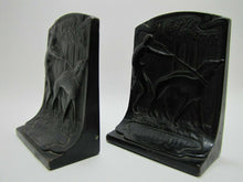 Load image into Gallery viewer, HUNTRESS GREYHOUNDS WHIPPETS FOREST Antique Bronze Clad Decorative Art Bookends