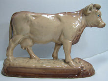 Load image into Gallery viewer, Cow Old Cast Iron Porcelain Enamel Doorstop Farm Butcher Shop Advertising Statue