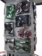 Load image into Gallery viewer, Mid Century Chunk Glass Lamp Multi Color Tin Tiered Top Decorative Art Light
