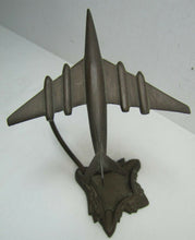 Load image into Gallery viewer, Art Deco Bronze Airplane Tray Ashtray Card Tip Trinket Jet Fighter Plane