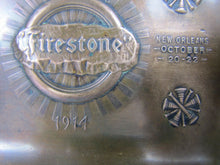 Load image into Gallery viewer, 1914 FIRESTONE NATIONAL FIRE CHIEFS NEW ORLEANS Convention Antique Ad Tray W&H