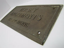 Load image into Gallery viewer, JERSEY APARTMENTS Old Brass Building Plaque Sign ASBURY PARK New Jersey Shore Ad